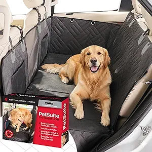 Hard Bottom Dog Car Seat Cover for Back Seat – 300-lb Strength Pet Cover for Dogs with 40% Extra Space, Waterproof Nonslip Backseat Hammock for Cars & SUVs (Car or SUV)
