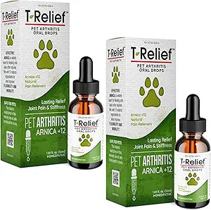 MediNatura T-Relief Pet Arthritis Relief Drops Arnica +12 Powerful Natural Homeopathic Medicines Help Ease Hip & Joint Pain Soreness & Stiffness for Dog & Cat - 1.69 oz (2 Pack)