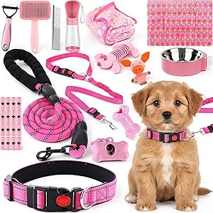 30 Pcs Puppy Supplies Starter Kit for Small Dogs Essentials Include No Pull Dog Harness, Collar, Leash Set, Toys, Bowl, Water Bottles, Pet Grooming Kit, Puppy Accessories for Welcome Gift
