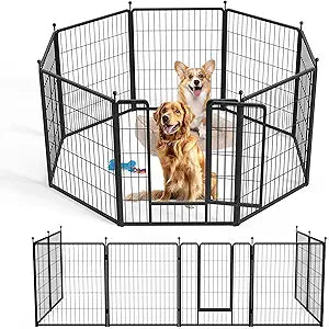 Dog Playpen 32 Inch 8 Panels, Ideal Dog Fence for Small/Medium Dogs Indoor & Outdoor Bliss, Perfect Dog Pen for Camping, Yard, RV, Garden Fence, Black