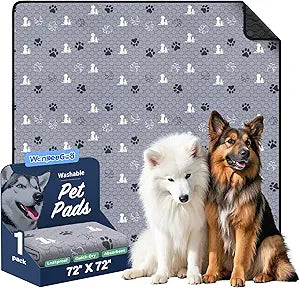 Washable Dog Pads - Extra Large Reusable Training Mat, Absorbent Non-Slip Potty Pads for Dogs, Grey 72"x72"
