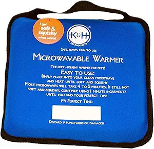 K&H Pet Products Microwavable Pet Bed Warmer, Multi-Purpose Heated Warming Pad for Cats and Dogs, Place Inside Any Pet's Favorite Bed, No Electricity Needed - 9 X 9in Blue