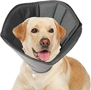 Soft Dog Cone for Small Medium Large Pets After Surgery, Comfy Cone for Dogs, Cones for Dogs to Stop Licking, Pet Elizabethan Collar Alternative to Prevent Licking Wounds (Grey, L)