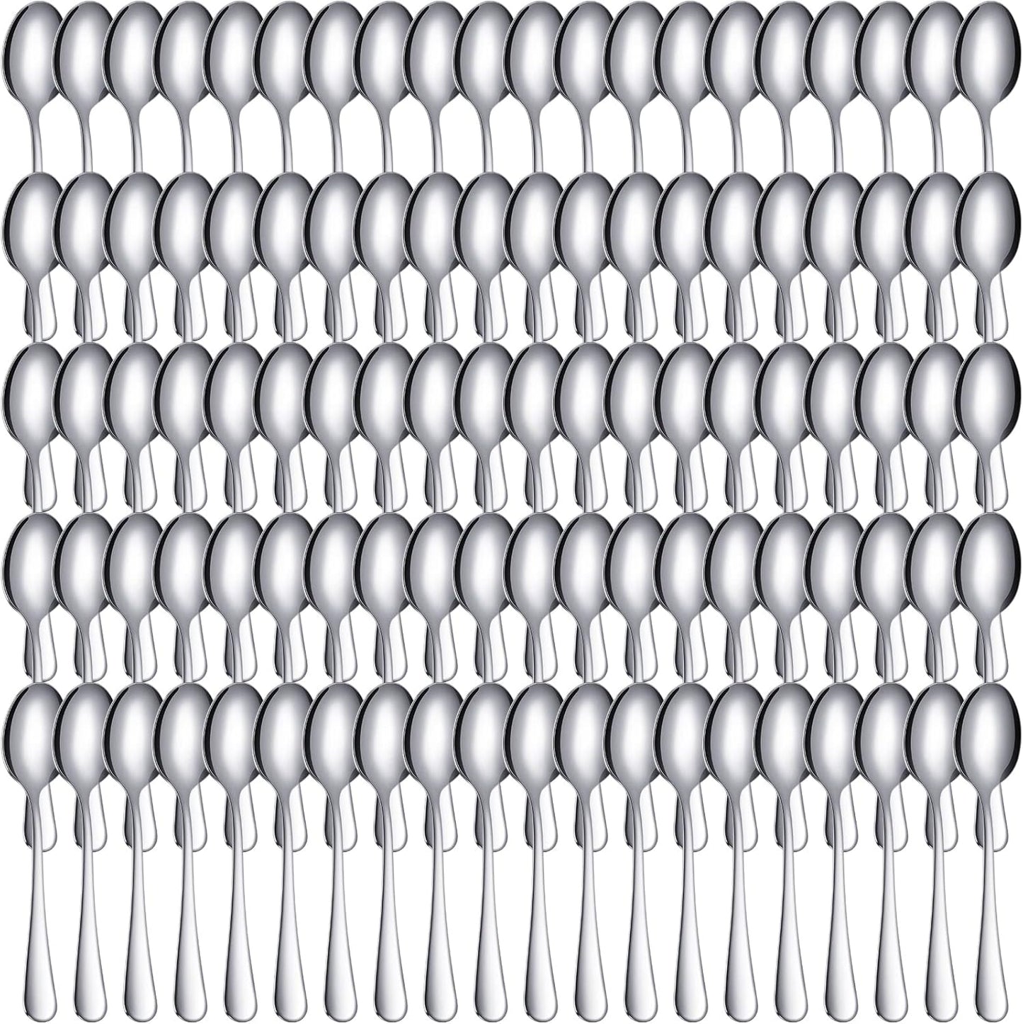 100 Pcs Demitasse Espresso Spoons Stainless Steel Bulk, 4.33'' Small Mini Coffee Tasting Dessert Spoons for Kitchen Dessert, Tea, Appetizer, 1.18'' Wide(Classic Style,Silver)