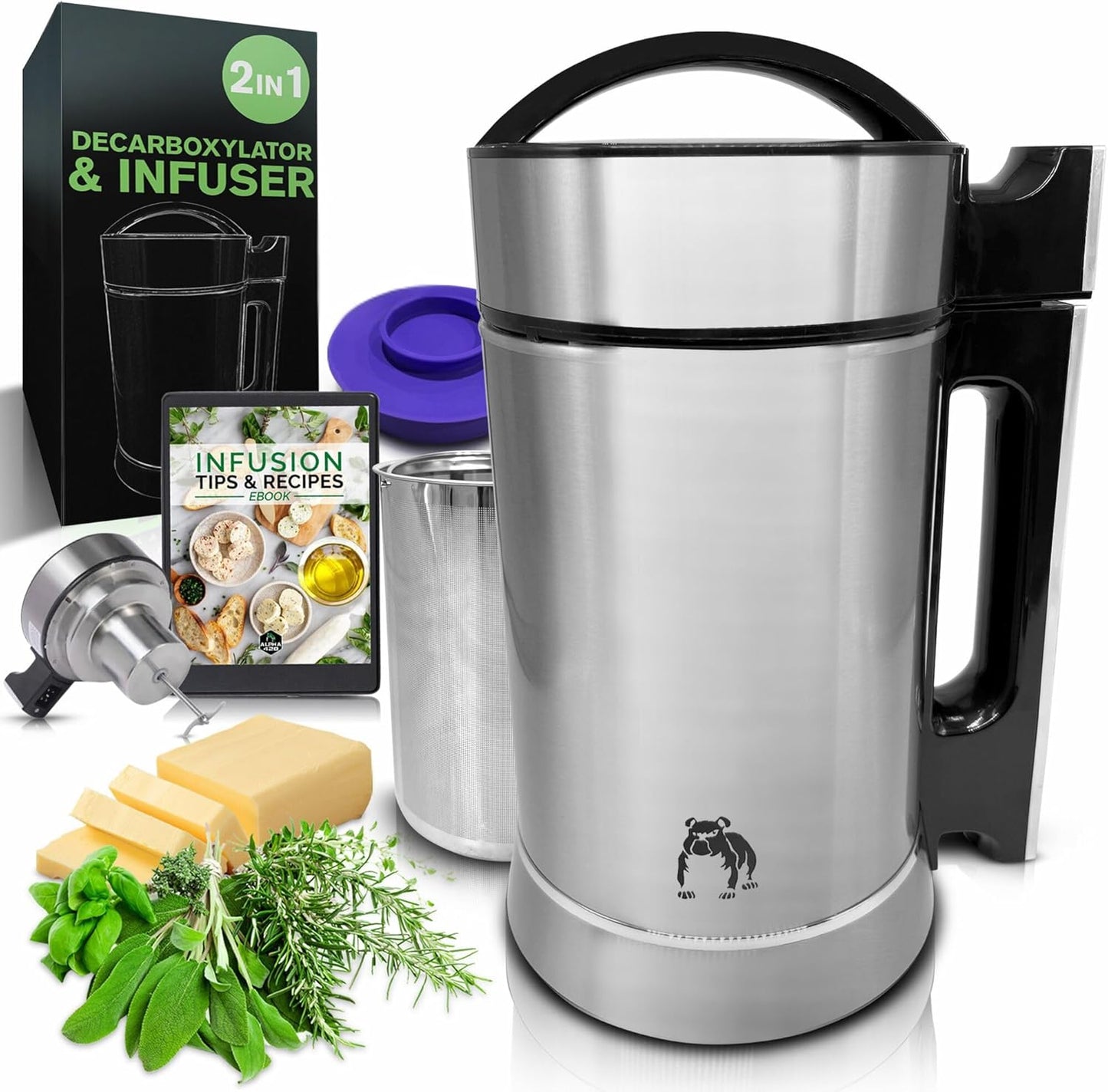 2 in 1 Decarboxylator and Infuser, Butter Maker Machine, Oil Infuser Machine, Butter Churner Electric, Gummy Maker, Perfect Results Everytime, Includes Recipe EBook