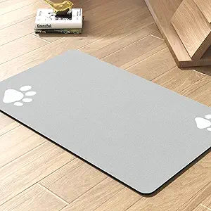 Pet Feeding Mat-Absorbent Dog Mat for Food and Water Bowl-No Stains Quick Dry Water Dispenser Mat-Dog Accessories Pet Supplies-Bowl for Messy Drinkers(LIGHTGREY,17"x28"