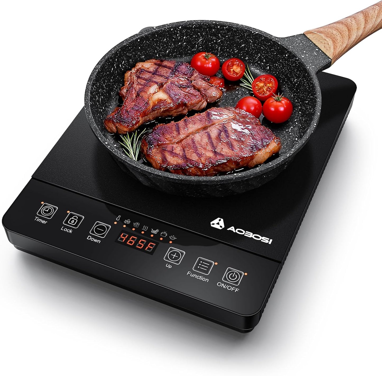 Portable Induction Cooktop 20 Temperature & Power Levels,1800W Single Burner Electric Cooktop with 6.8 inch Heating Coil,Low Noise Hot Plate with Timer
