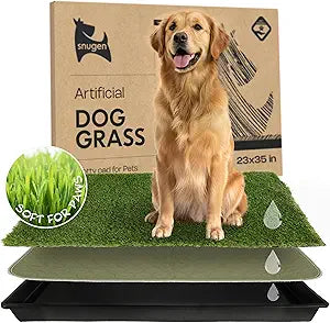 Dog Grass Pad with Tray 23â€x35†– Artificial Grass Pad for Dogs Potty with Pee Pads Washable & Puppy Porch Potty Tray – Dog Litter Box Indoor & Outdoor with Pet Turf for Puppy Toilet Training