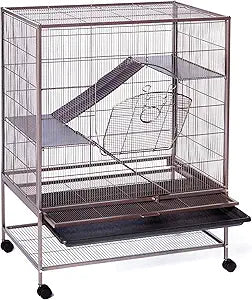 Prevue Pet Products Rat, Chinchilla, Baby Ferret Cage, Metal Home Crate for Small Animal Critters, Chew-Proof House with Caster Wheels, Earthtone Dusted Rose Hammertone Finish 31 inches x 20.5 inches x 40 inches