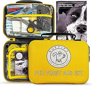Dog First Aid Kit – Essential Items Pet Emergency Kit Accessories for Car, Travel, Hunting, Hiking & Camping Gear with Mini Pouch for Home, Office & Outdoor Adventures - 55 pcs
