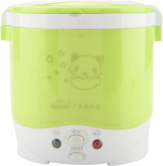 Fdit Rice Cooker, 12V 100W 1L Electric Portable Multifunctional Rice Cooker Suitable for Car Food Steamer (Green)