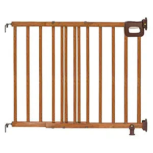 Ingenuity Wood Banister & Stair Safety Pet and Baby Gate, 32"-48" Wide, 33" Tall, Install Banister to Banister or Wall, or Wall to Wall in Doorway or Stairway, Banister and Hardware Mounts - Cherry