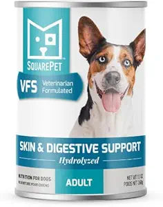 SquarePet VFS Skin & Digestive Support Dog Food, Hydrolyzed Protein, Omega 3 & 6, 13oz Can, Case of 12 - Ideal for Food Sensitivities