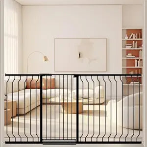 WAOWAO Extra Tall 40.55" Baby Gate 57.48-74.4" Wide Pressure Mounted Walk Through Swing Auto Close Safety Black Metal Toddler Child Dog Pet for Indoor Stairs,Doorways