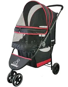ROODO Escort 3 Wheel Dog Cat Pet Stroller for Small/Medium Dogs Cats Best Lightweight Foldable Portable Compact Jogger Travel All Terrain Pet Gear System Puppy Doggie Bunny Kitty Stroller(Black)