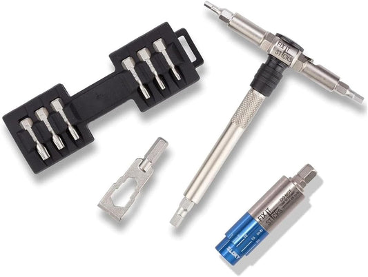 Fix It Sticks Compact Ratcheting Multi-Tool - EDC Set with Ratcheting Locking Hex T-Way Wrench, Mini Pry Bar and 15 Bits Included