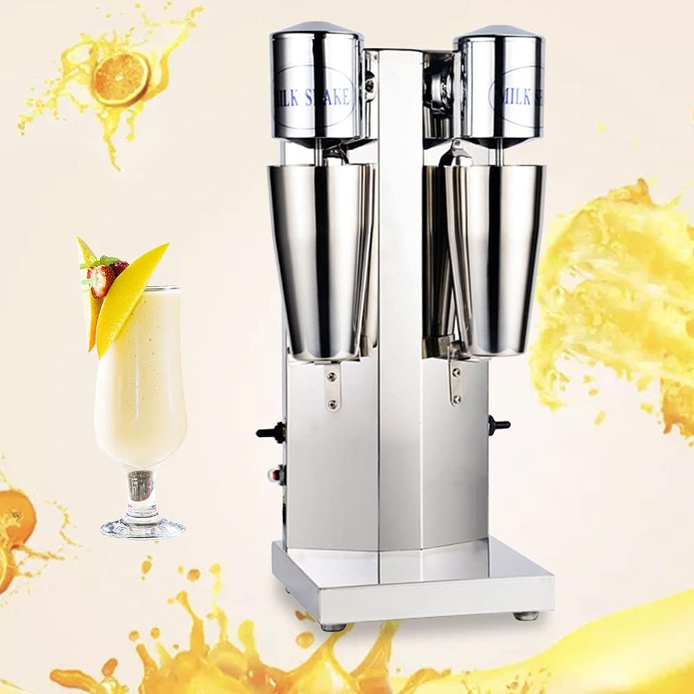 Electric Beverage Mixer, 110v Double-Head Stainless Steel Milkshake Machine, Commercial Vertical Milkshake Machine Mixer, Beverage Smoothie Malt Mixer With 2 Cups