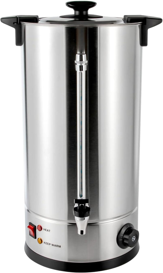 Coffee Urn, 110V 1400W Stainless Steel Commercial Coffee Maker Hot Beverage Dispenser Electric Coffee Percolators Adjustable Temperature 86-230°F Hot Cocoa Maker for Home, Office, Cafes