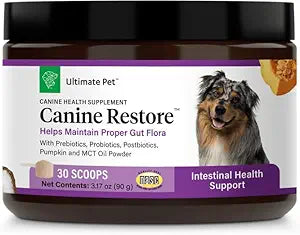 Ultimate Pet Nutrition Canine Restore, Gut Health Supplement with Prebiotics, Probiotics, & Postbiotics for Digestive Health & Immunity Support, Vet Formulated Powder Food Topper