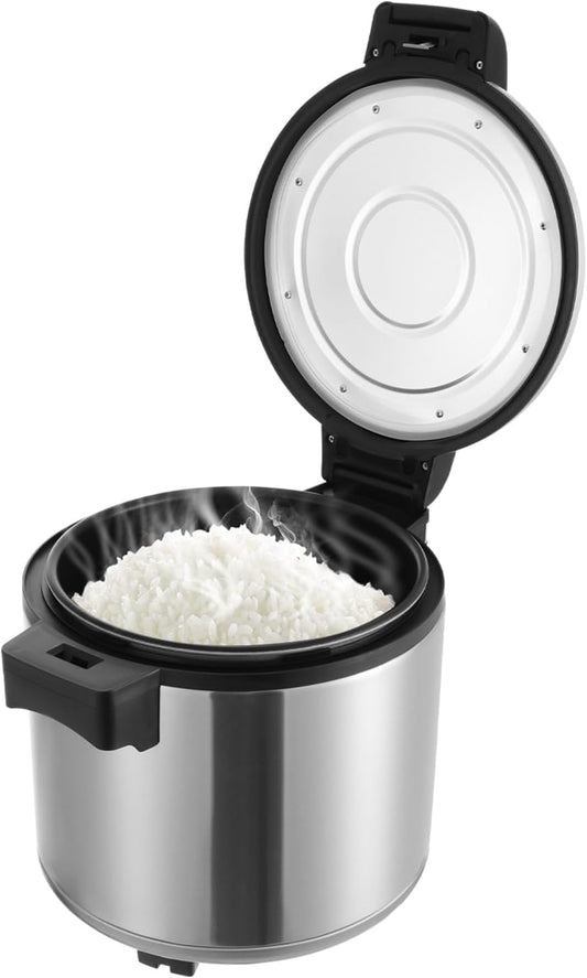 Commercial Rice Warmer 24.3QT\/110CUP Portable Food & Ric-e Warmer Non-stick Inner Pot Electric Rice Warmer for Restaurant Buffet Party (Silver)