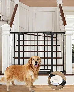 Cumbor 29.7-46" Baby Gate for Stairs, Mom's Choice Awards Winner-Auto Close Dog Gate for The House, Gifts for Mom, Easy Install Pressure Mounted Pet Gates for Doorways, Black