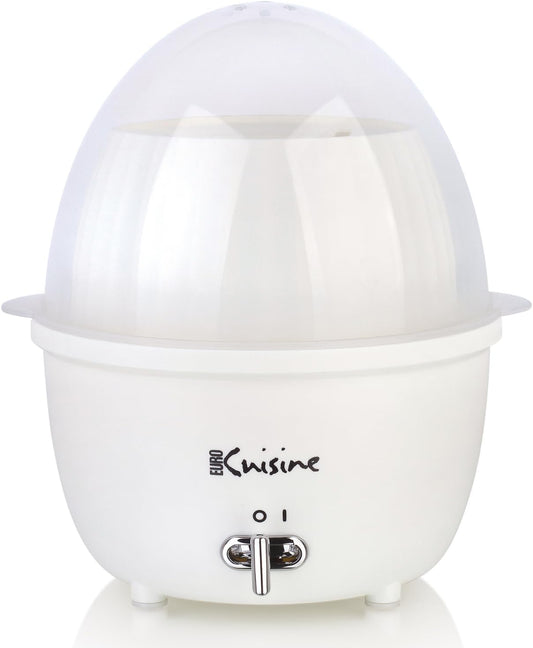 Euro Cuisine MSCX26 Electric Egg Cooker & Food Steamer with Auto Shut Off, Mini Rapid Egg Cooker for Soft, Medium, Hard Boiled Eggs, Steam Egg Maker, Vegetable Steamer Hard Boil Egg Cooker