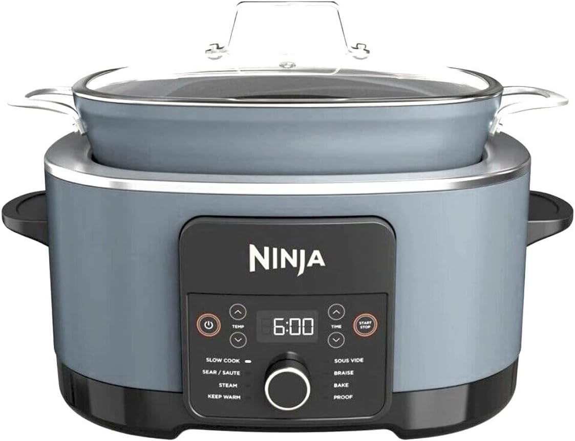 Ninja MC1001 Foodi PossibleCooker PRO 8.5 Quart Multi-Cooker, with 8-in-1 Slow Cooker, Pressure Cooker, Dutch Oven & More, Glass Lid & Integrated Spoon, Nonstick, Oven Safe Pot to 500°F, Sea Salt Grey (Renewed)