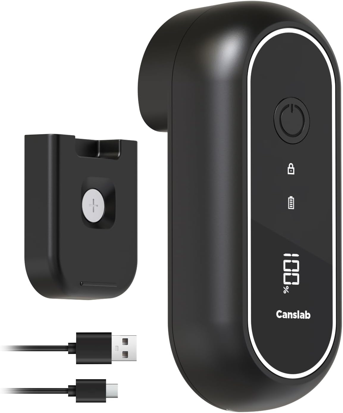 Canslab Turbo Rechargeable Can Opener - Professional Grade Blade, Auto-Stop, LED Battery Life Display, Wall-mountable, Side Cut Electric Can Opener for Smooth Edge, Hands-free Operation,USB-C Charging