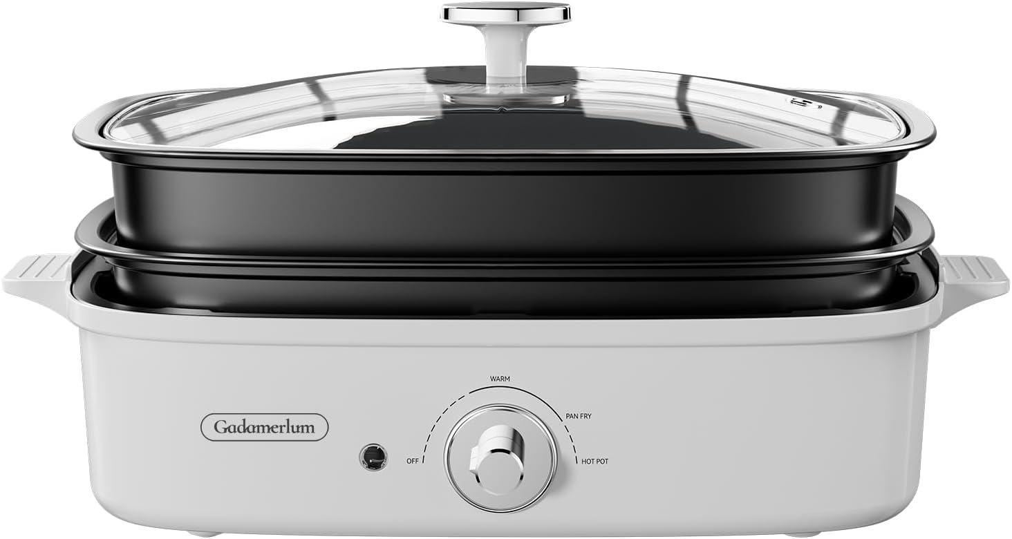 1200w HotPot Versatile Baking Smokeless Single Temp Control, Hot-Pot Grill with Nonstick Coating for BBQ, Steaks, Shabu (1)