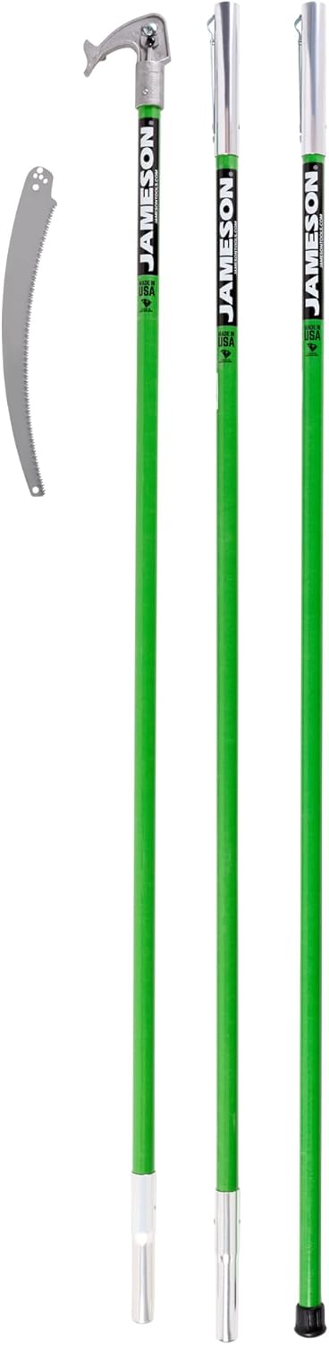 Jameson LS-Series Hollow Core Landscaping Tree Trimming Kit | 16” Barracuda Saw Blade | 18-Foot Reach | Fiberglass Poles with Leaf Spring Locking Buttons | Tree Pruning & Trimming Tool