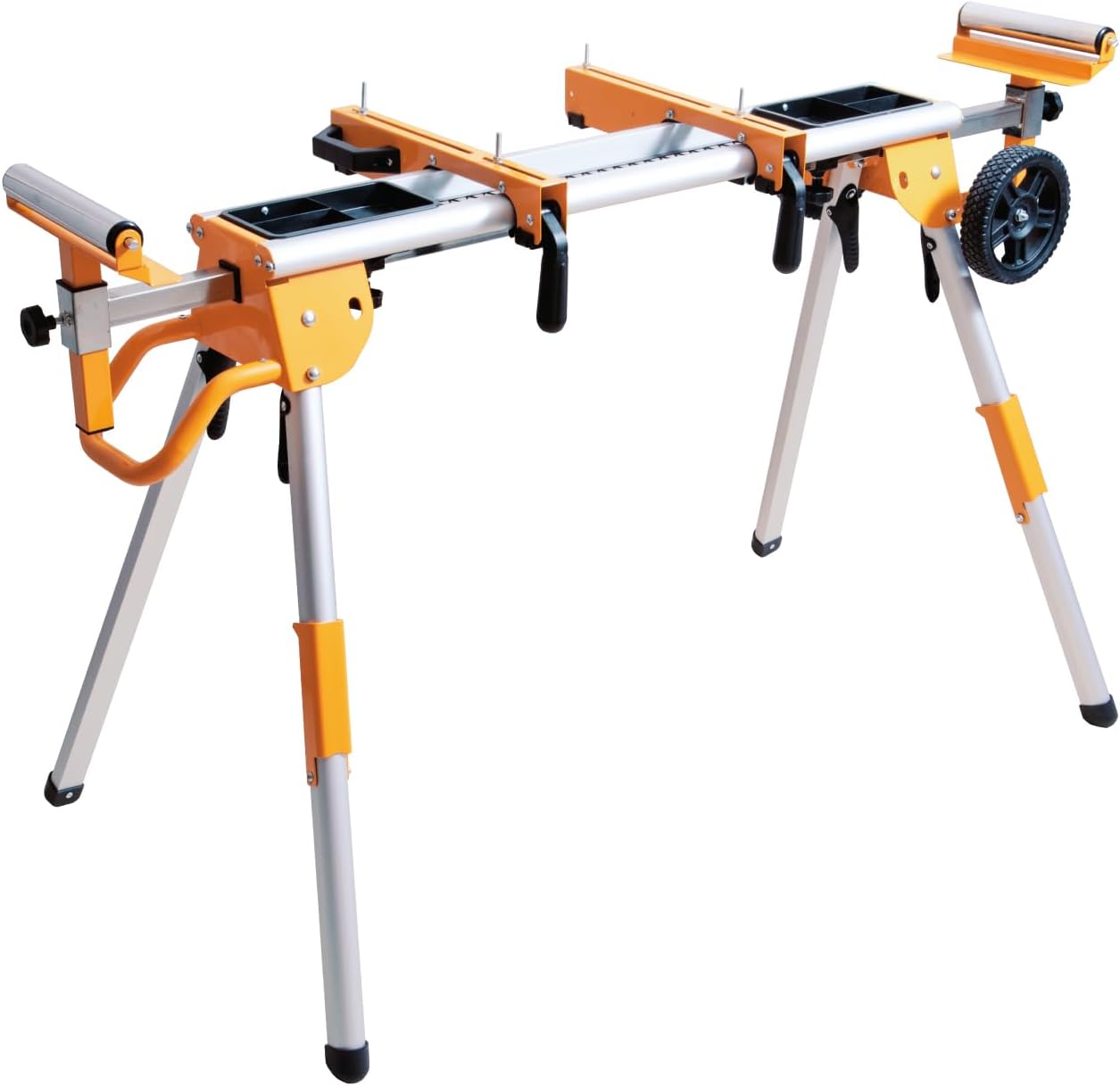 POWERTEC Miter Saw Stand w\/Wheels, Collapsible and Portable Tool Stand with Systematic Tool Storage Trays, 330Lbs Load Capacity and Quick-Release Mounting Brackets, Miter Saw Accessories (MT4008VNEW)
