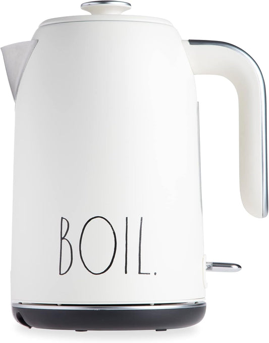 Rae Dunn Electric Hot Water Kettle - Stainless Steel Coffee Maker, Tea Kettle, Swivel Base, With Automatic Shut Off Boil-Dry Protection, Easy Pour Pitcher, 1500 Watt Boiling Power, 1.7 Liters, Cream