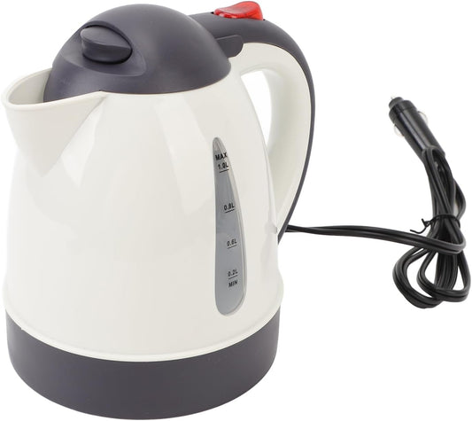 1000ml Car Electric Kettle Portable Truck Water Boiler Electric Heater Road Trip Travel Cigarette Lighter Auto Shut Off for Travel Office Kitchen(12V)