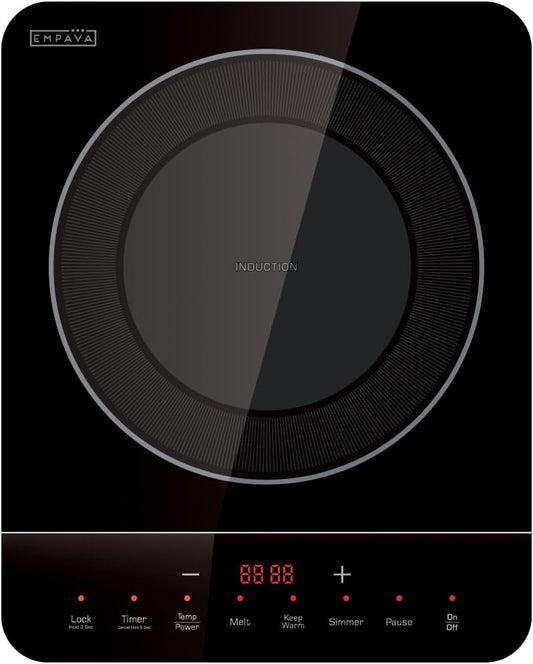 Empava Portable Induction Hot Plate Cooktop, Countertop Electric Stove with Single Burner, 3 Preset Modes, Shatterproof Glass Top, 110~120V Plug-In for Kitchen, RV, and Outdoor Camping