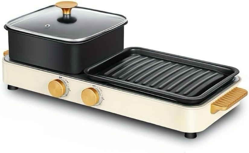 2-in-1 Indoor Electric Grill and Hot Pot Combo
