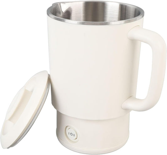 Foldable Electric Kettle, 26.95oz Portable Food Grade Stainless Steel 600ML with 2 Temperature Settings, Fast Boiling for Tea, Coffee, Milk Frothing, for Travel (US Plug 110V)