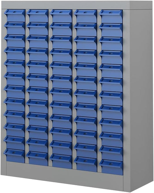 Yeeoy 60 Drawers Parts Cabinet, Bolt and Nut Tool Storage Cabinet, Steel Parts Organization Shelves with ABS Material Drawer & Labels for Tool Hardware Storage, Grey
