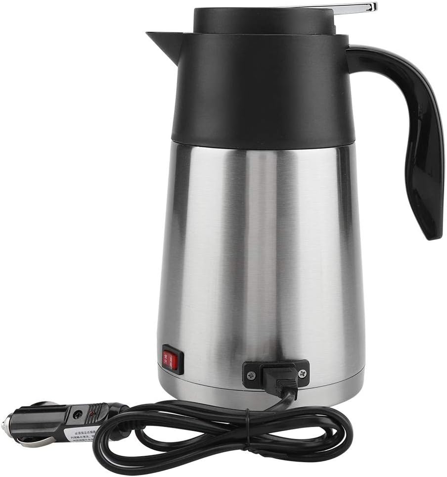 1300ml Car Truck Travel Electric Kettle Pot Heated Water Cup Stainless Steel Small Appliances 12V/24V (12V Car)