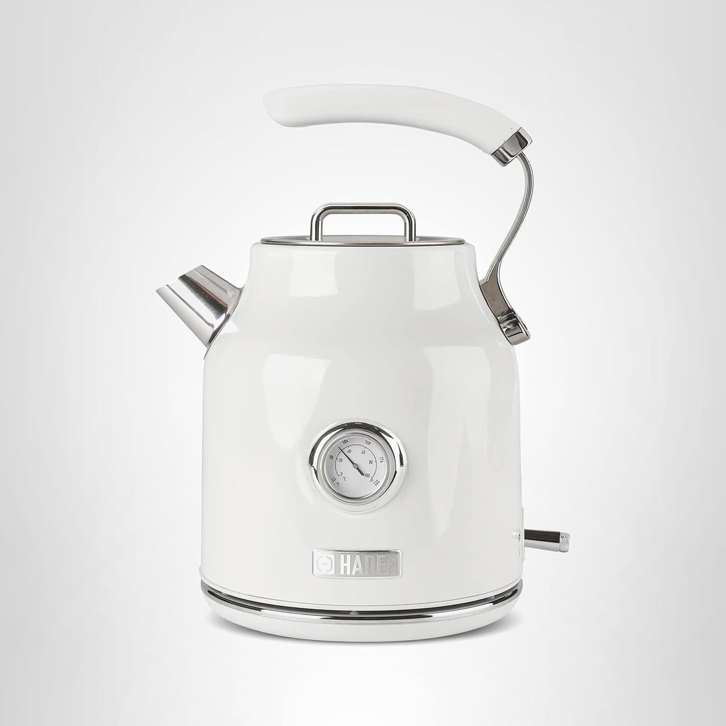 Haden Dorset 1.7 Liter Stainless Steel Electric Kettle, Hot Water Kettle with 360-Degree Base and Auto Shutoff, Ivory & Chrome