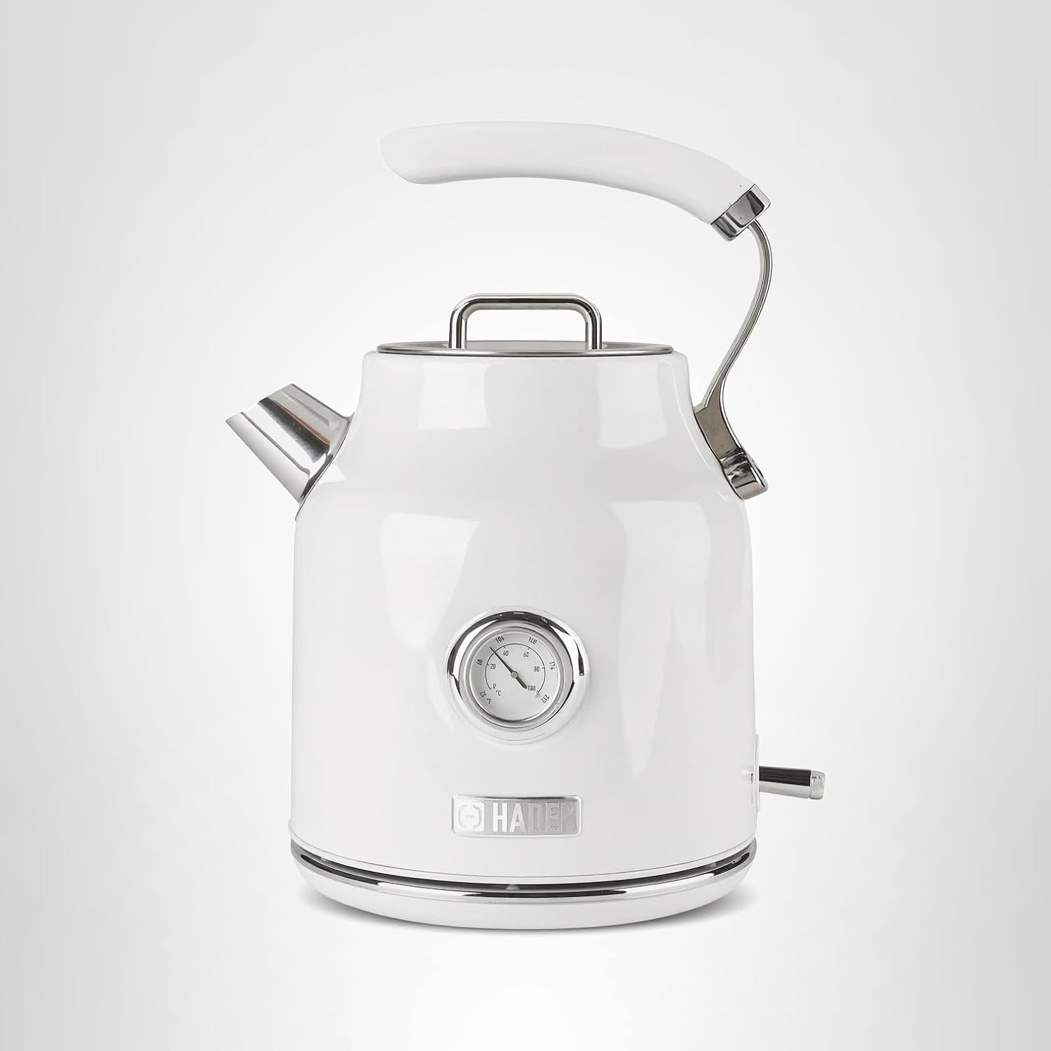 Haden Dorset 1.7 Liter Stainless Steel Electric Kettle, Hot Water Kettle with 360-Degree Base and Auto Shutoff, Ivory & Chrome