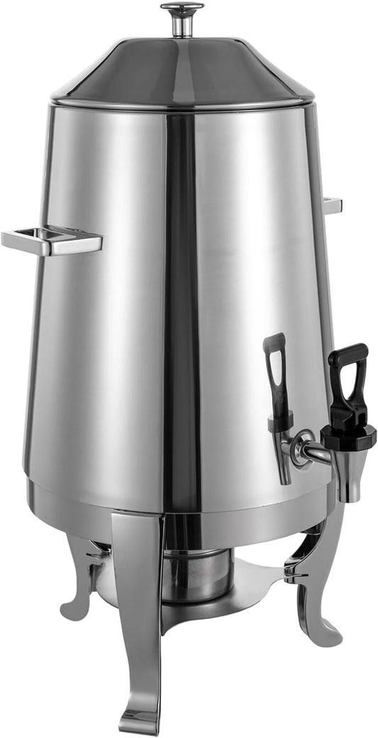 13L\/3.43Gal Hot Drinks Dispenser with Fuel Tray, Stainless Steel Coffee Chafer Urn Hot Beverage Dispenser with Spigot, Electric Heating\/Alcohol Heating Two Heating Methods (Silver)