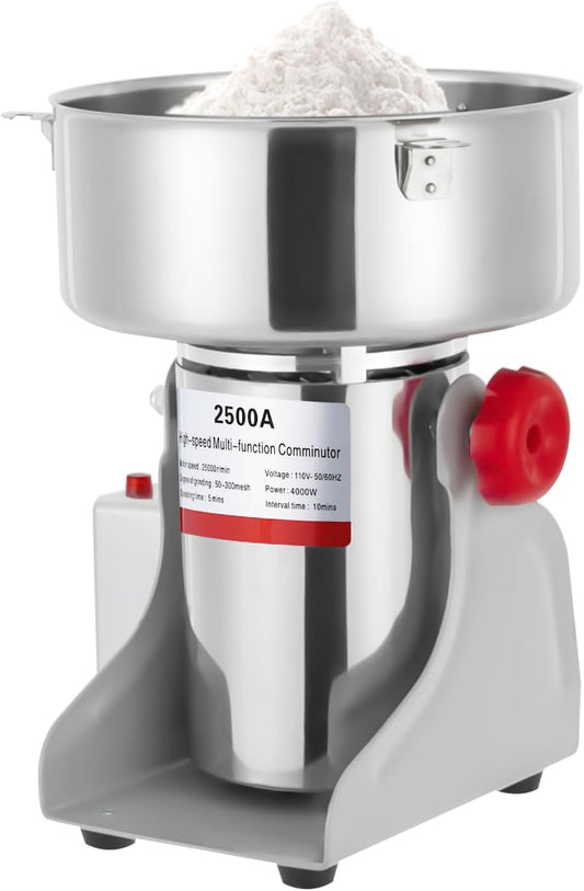 2500g Electric Grain Mill Grinder, High Speed 304 Stainless Steel Pulverizer Grinding Machine, 4500W Commercial Spice Flour Corn Herb Coffee Nut Wheat Mills Grinder for Kitchen