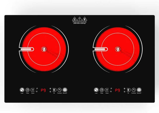 VBGK 2 Burner Electric Cooktop,110V 2400W Electric Stove Top with Touch Control,9 Heating Level,Timer & Kid Safety 2 burner cooktop.