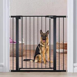 Mumeasy 36" High Extra Tall Dog Gate, 29.6"-40.5" Wide Pressure Mounted Tall Baby Gate for Dog, Auto Close Pet Gate with Door for Stairs,Doorways,House,Black