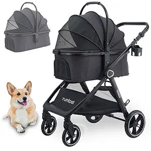 Tango Pet Stroller, 2 in 1 Dog Stroller for Small Medium Dogs Cats Carriage with Removable Carrier Folding Dog Carriage for Travel