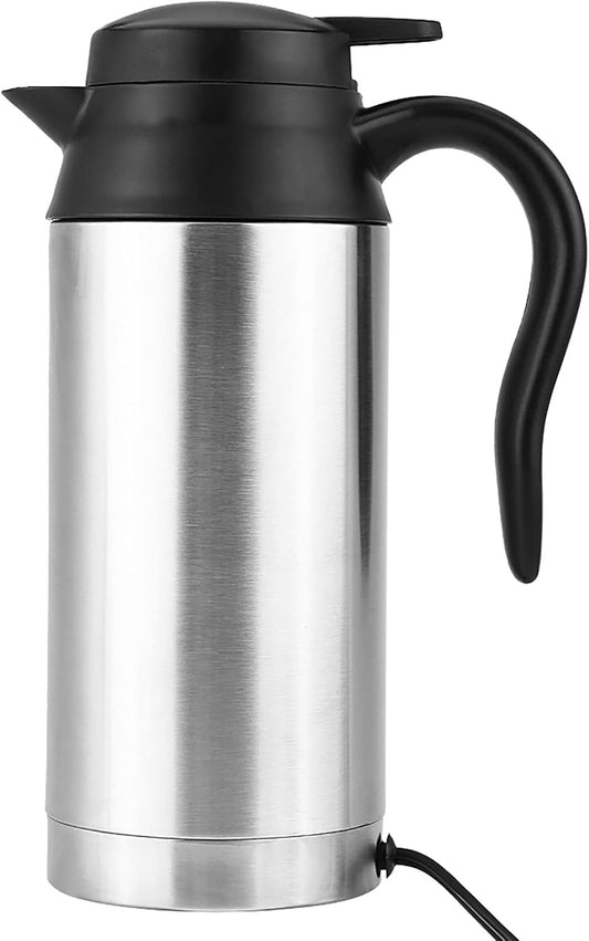 12V 750ML Car Electric Kettle, Cigarette Lighter Heating Stainless Steel Car Electric Heating Mug, Coffee Tea Truck Cup, Portable Water Boiler with Indicator Light for Travel Car Cup Holders
