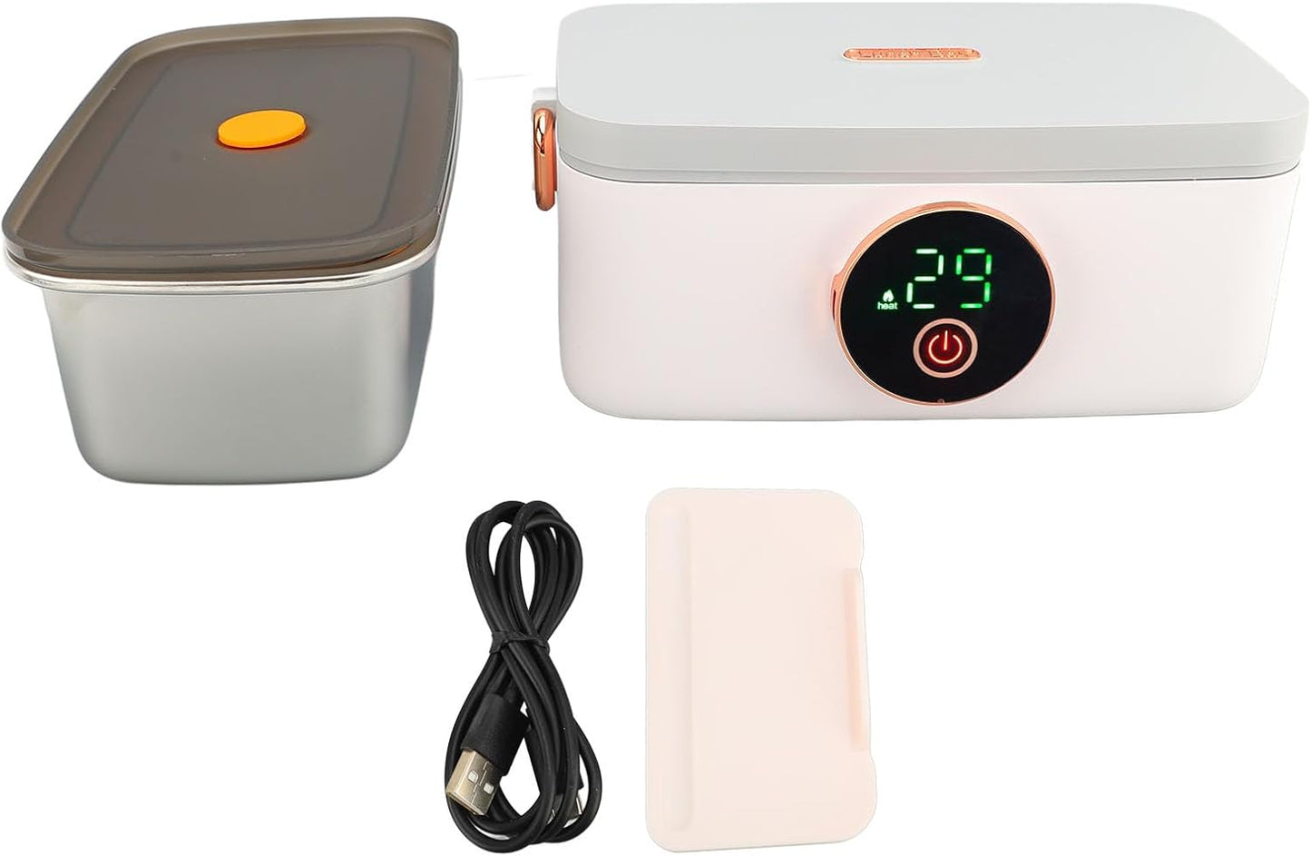 Tnfeeon Electric Lunch Box Food Warmer Food Heater 1L Capacity USB Rechargeable Portable Heated Lunch Box for Office Travel Car