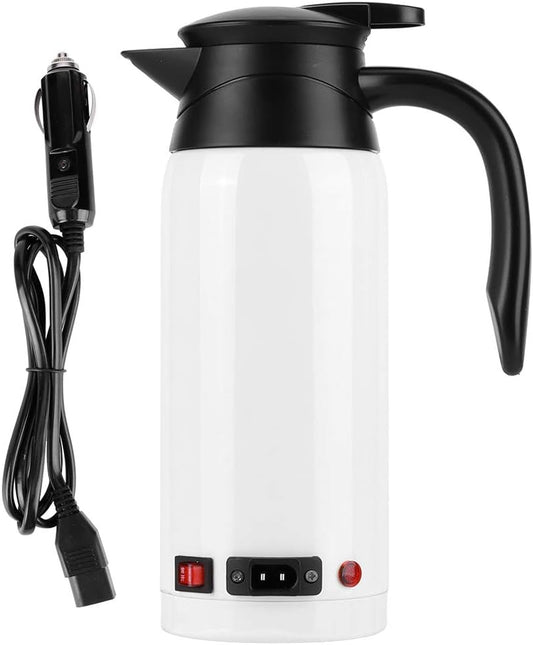 Tea Kettle Electric, 800Ml Car Kettle Hot Water Kettle Electric, For Car, Traving Caming, 10.6X6.7X3.8In(White)