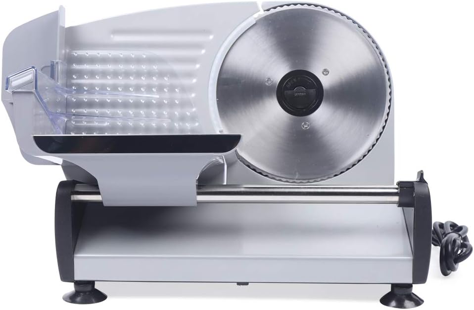 Meat Slicer, Electrical Slicing Machine Stainless Steel Bread Frozen Meat Cutter Mutton Food Cutter 110V 200W 0-15mm Slice Thickness Adjustable Convex Design for Meat, Cheese, Bread and Fruit