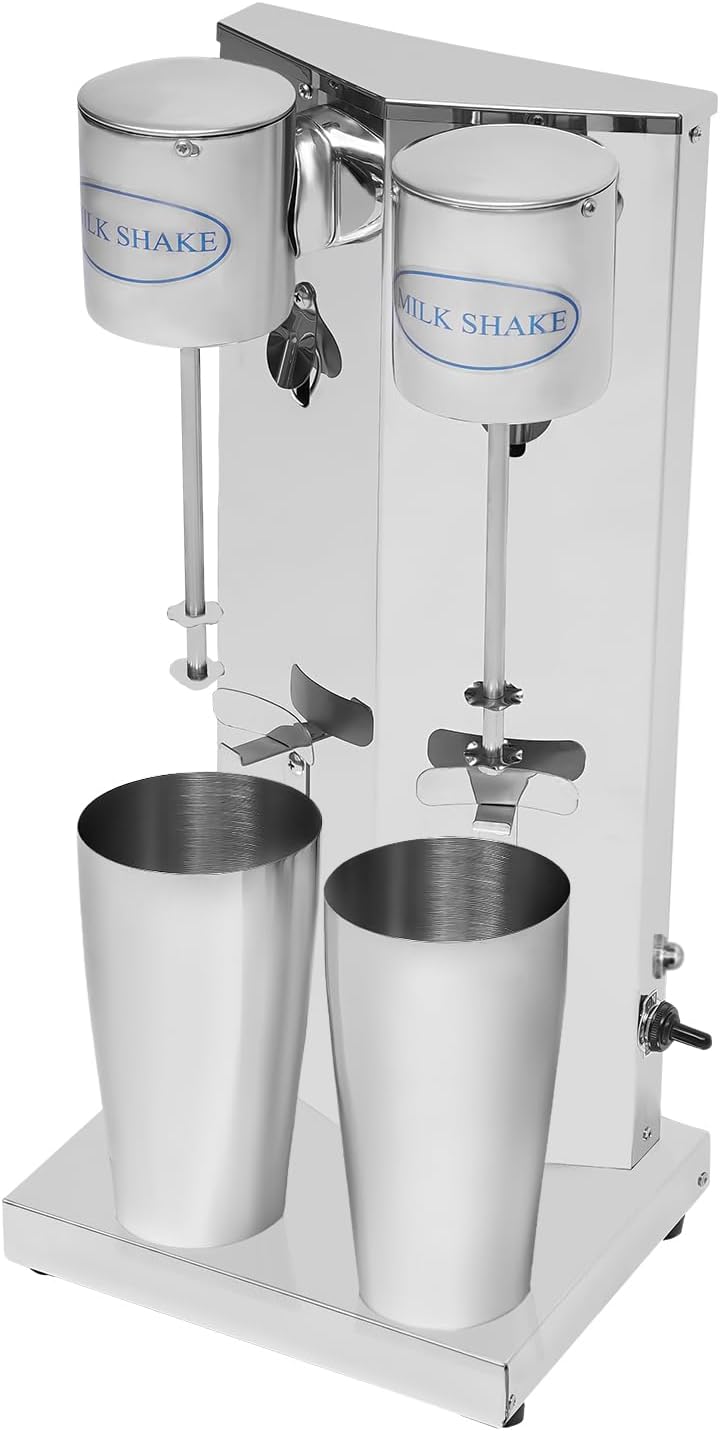 Electric Milkshake Maker Machine, 360W Stainless Steel Milk Mixer Blender,2 Head Malt Blender,Used In Beverage Shops, Milk Tea Shops, Bars And Cold Drink Shops